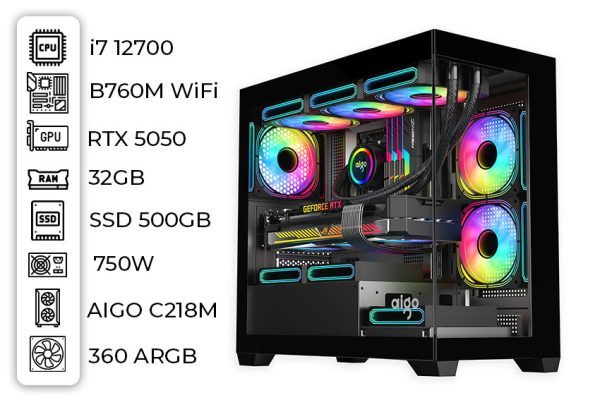 PC Đồ Họa i7 12700 | RTX 5050 | WiFi  | Bluetooth (00913)